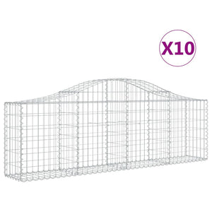 Gabionkurver buede 10 stk 200x30x60/80 cm galvanisert jern