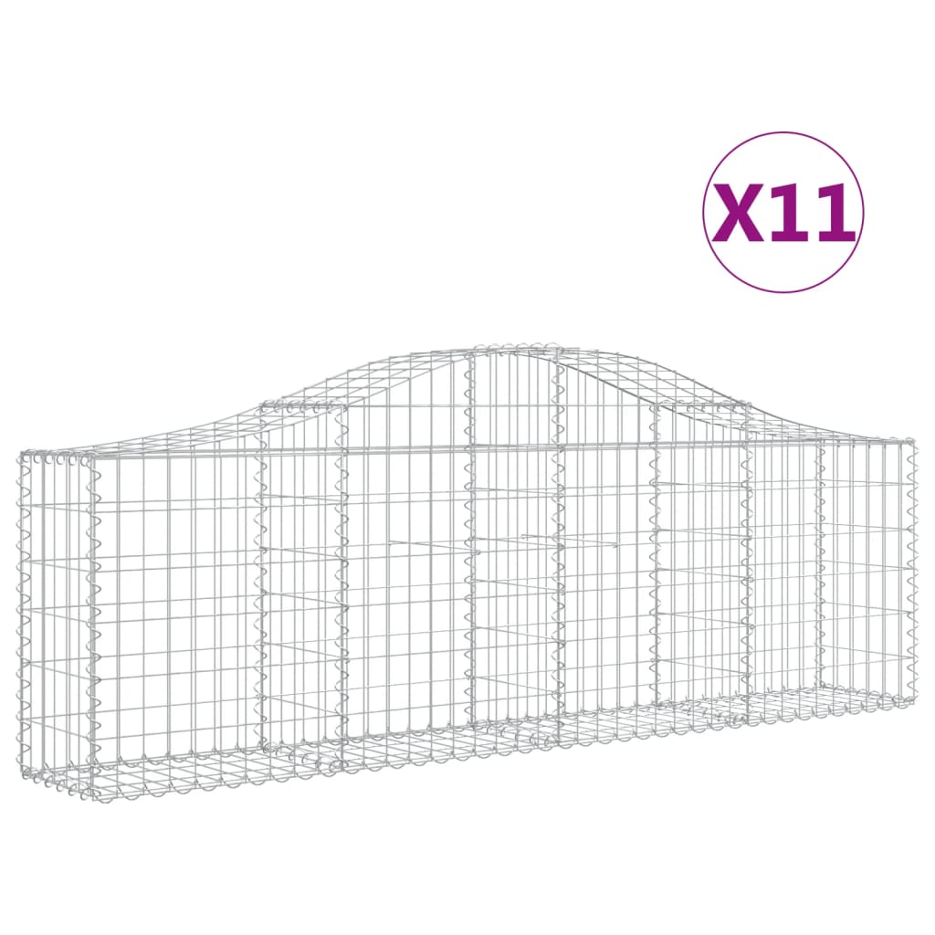 Gabionkurver buede 11 stk 200x30x60/80 cm galvanisert jern