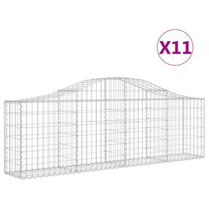 Gabionkurver buede 11 stk 200x30x60/80 cm galvanisert jern