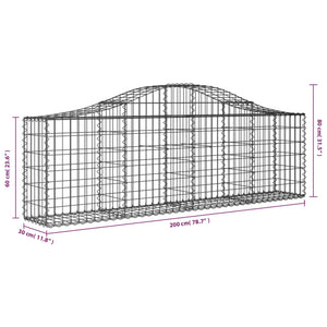 Gabionkurver buede 11 stk 200x30x60/80 cm galvanisert jern