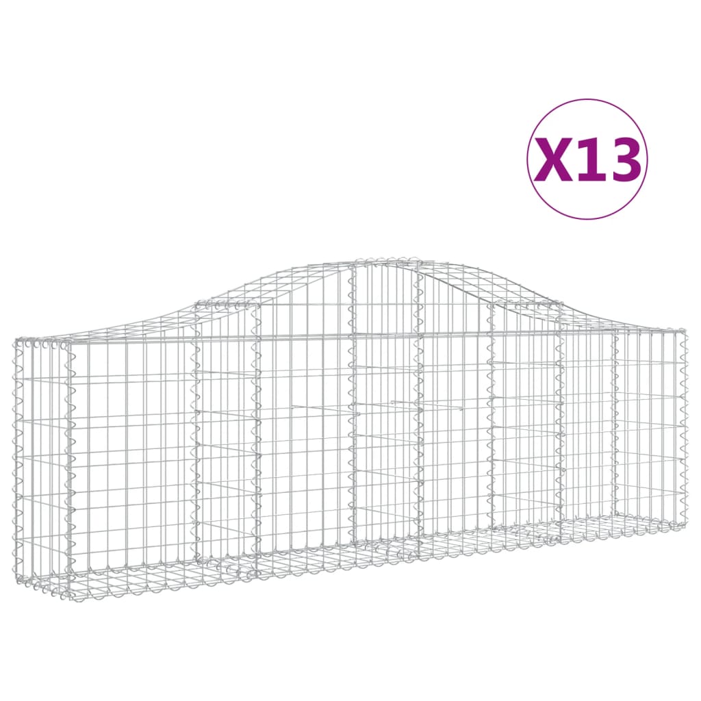 Gabionkurver buede 13 stk 200x30x60/80 cm galvanisert jern