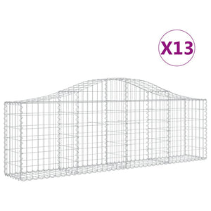 Gabionkurver buede 13 stk 200x30x60/80 cm galvanisert jern