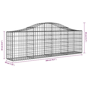 Gabionkurver buede 13 stk 200x30x60/80 cm galvanisert jern