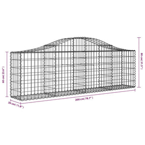 Gabionkurver buede 18 stk 200x30x60/80 cm galvanisert jern