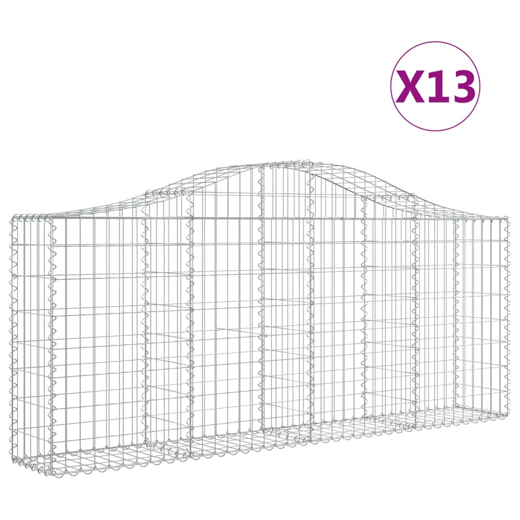 Gabionkurver buede 13 stk 200x30x80/100 cm galvanisert jern