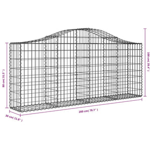 Gabionkurver buede 13 stk 200x30x80/100 cm galvanisert jern