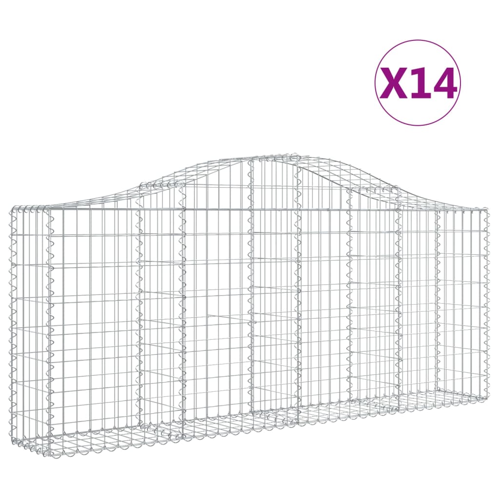 Gabionkurver buede 14 stk 200x30x80/100 cm galvanisert jern