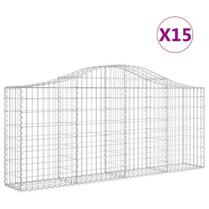 Gabionkurver buede 15 stk 200x30x80/100 cm galvanisert jern
