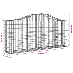 Gabionkurver buede 18 stk 200x30x80/100 cm galvanisert jern