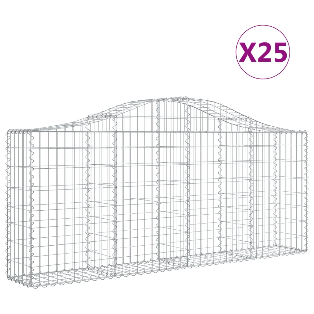 Gabionkurver buede 25 stk 200x30x80/100 cm galvanisert jern