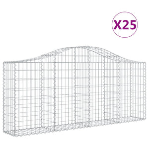Gabionkurver buede 25 stk 200x30x80/100 cm galvanisert jern