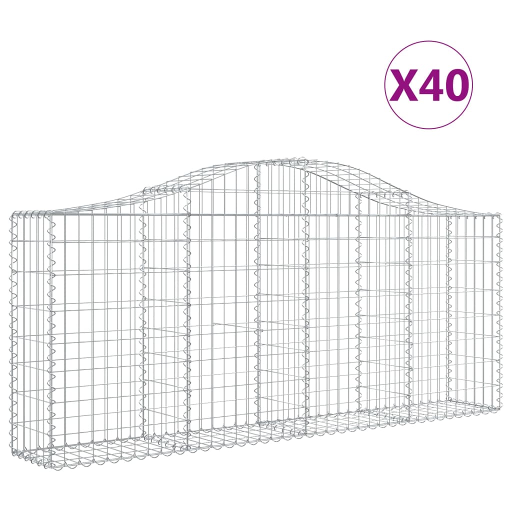 Gabionkurver buede 40 stk 200x30x80/100 cm galvanisert jern