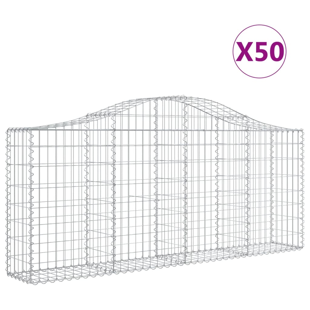 Gabionkurver buede 50 stk 200x30x80/100 cm galvanisert jern