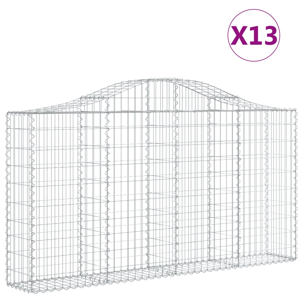 Gabionkurver buede 13 stk 200x30x100/120 cm galvanisert jern
