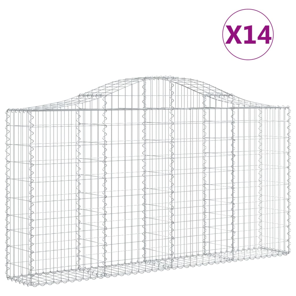 Gabionkurver buede 14 stk 200x30x100/120 cm galvanisert jern