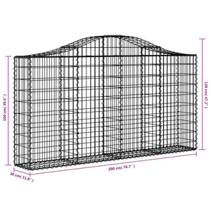 Gabionkurver buede 14 stk 200x30x100/120 cm galvanisert jern