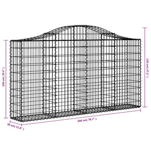 Gabionkurver buede 18 stk 200x30x100/120 cm galvanisert jern
