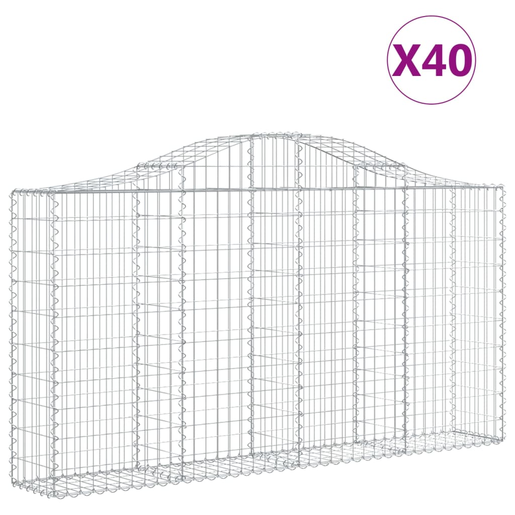 Gabionkurver buede 40 stk 200x30x100/120 cm galvanisert jern