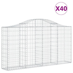 Gabionkurver buede 40 stk 200x30x100/120 cm galvanisert jern