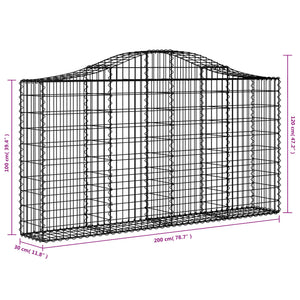 Gabionkurver buede 40 stk 200x30x100/120 cm galvanisert jern
