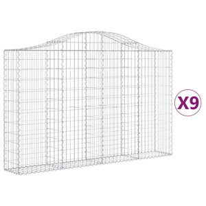 Gabionkurver buede 9 stk 200x30x120/140 cm galvanisert jern