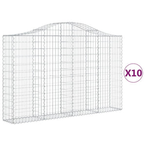 Gabionkurver buede 10 stk 200x30x120/140 cm galvanisert jern