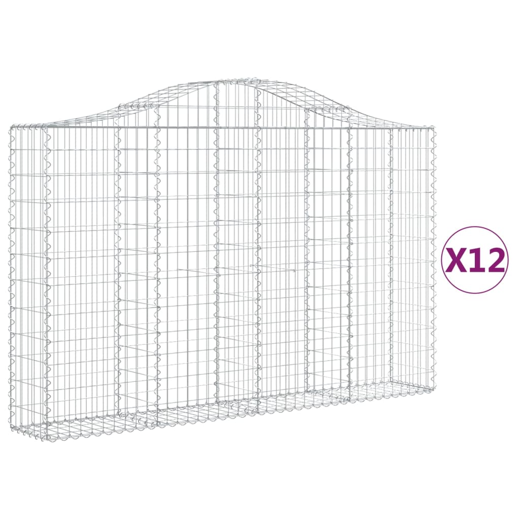 Gabionkurver buede 12 stk 200x30x120/140 cm galvanisert jern