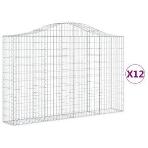 Gabionkurver buede 12 stk 200x30x120/140 cm galvanisert jern