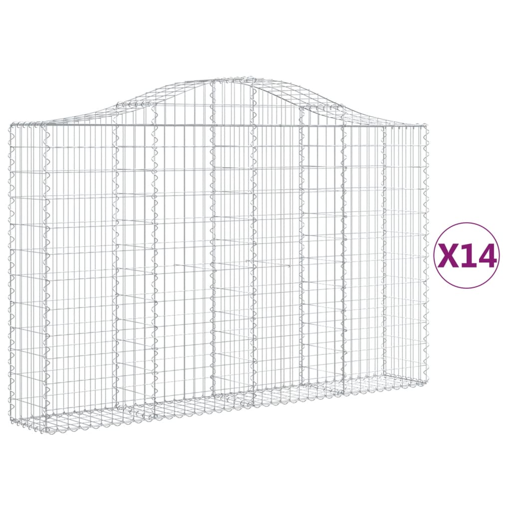 Gabionkurver buede 14 stk 200x30x120/140 cm galvanisert jern