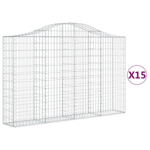 Gabionkurver buede 15 stk 200x30x120/140 cm galvanisert jern