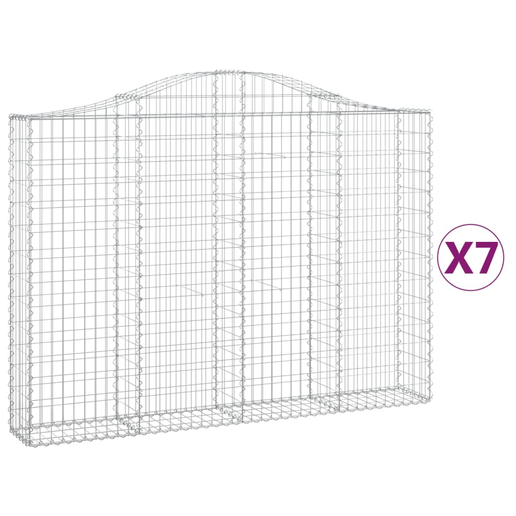 Gabion baskets curved 7 pcs 200x30x140/160 cm galvanized iron