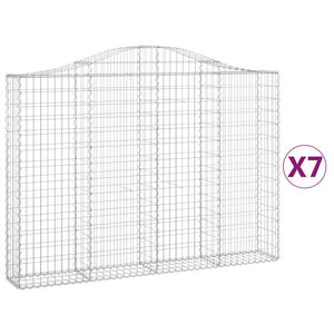 Gabion baskets curved 7 pcs 200x30x140/160 cm galvanized iron