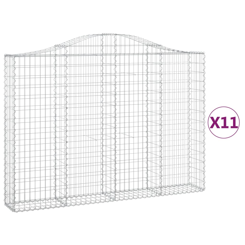 Gabionkurver buede 11 stk 200x30x140/160 cm galvanisert jern