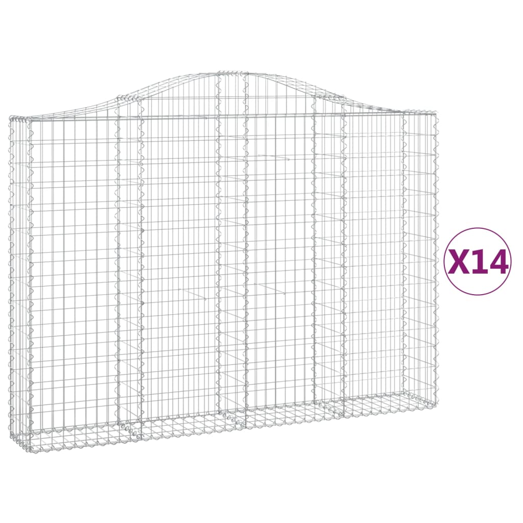 Gabionkurver buede 14 stk 200x30x140/160 cm galvanisert jern