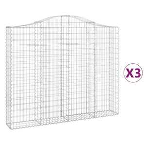 Gabion baskets curved 3 pcs 200x30x160/180 cm galvanized iron
