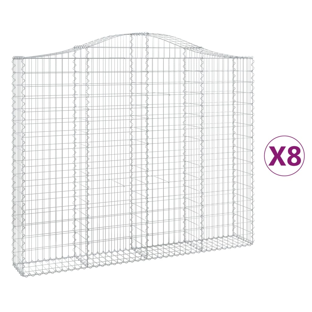 Gabionkurver buede 8 stk 200x30x160/180 cm galvanisert jern