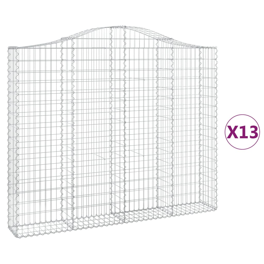 Gabionkurver buede 13 stk 200x30x160/180 cm galvanisert jern