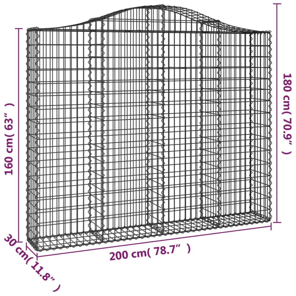 Gabionkurver buede 13 stk 200x30x160/180 cm galvanisert jern