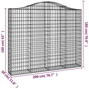 Gabionkurver buede 13 stk 200x30x160/180 cm galvanisert jern