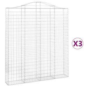 Gabion baskets curved 3 pcs 200x30x220/240 cm galvanized iron
