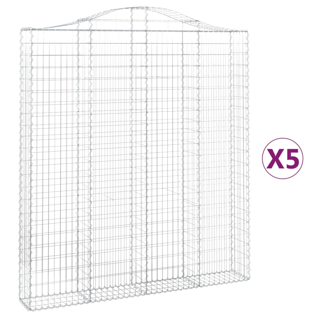 Gabionkurver buede 5 stk 200x30x220/240 cm galvanisert jern