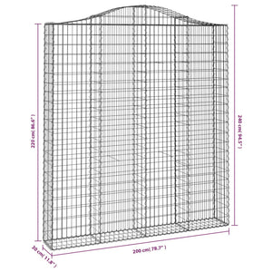 Gabionkurver buede 5 stk 200x30x220/240 cm galvanisert jern