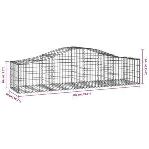 Gabionkurver buede 10 stk 200x50x40/60 cm galvanisert jern