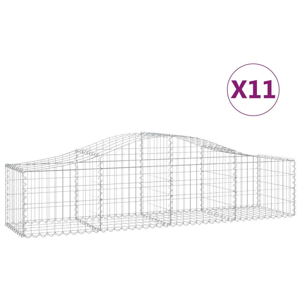 Gabionkurver buede 11 stk 200x50x40/60 cm galvanisert jern