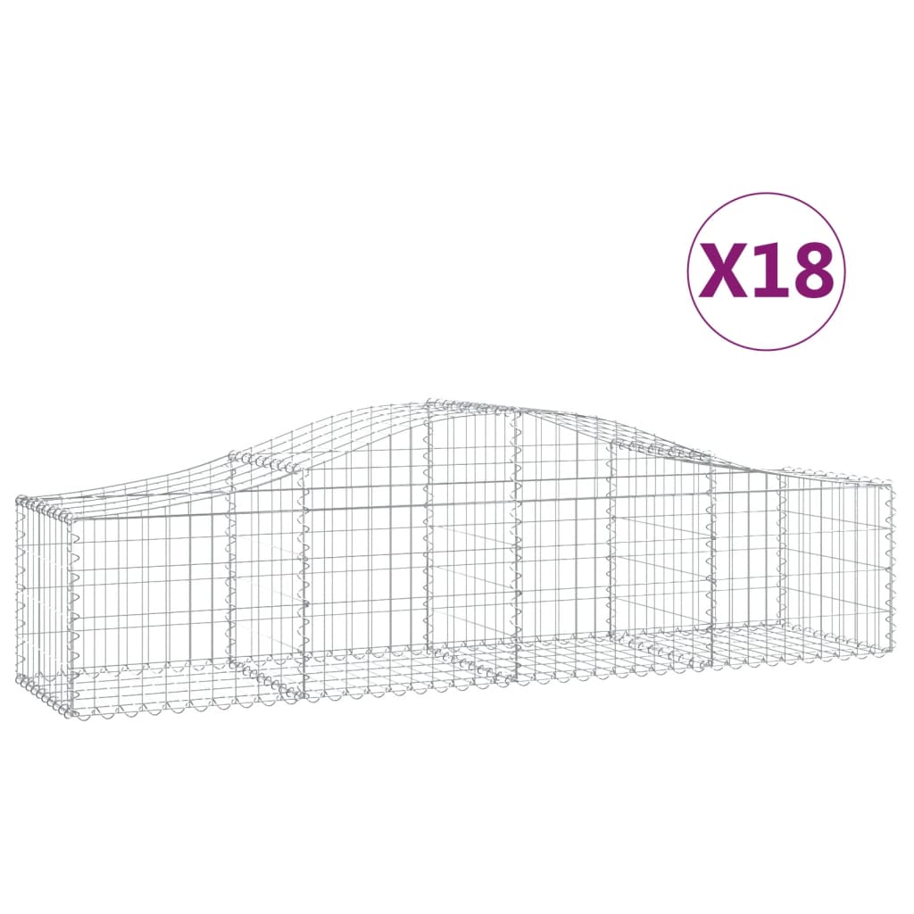Gabionkurver buede 18 stk 200x50x40/60 cm galvanisert jern