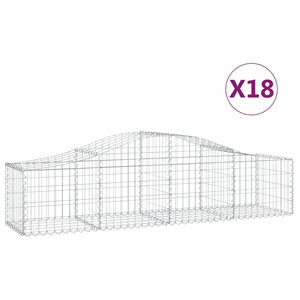 Gabionkurver buede 18 stk 200x50x40/60 cm galvanisert jern