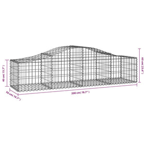Gabionkurver buede 18 stk 200x50x40/60 cm galvanisert jern