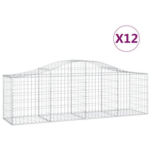 Gabionkurver buede 12 stk 200x50x60/80 cm galvanisert jern