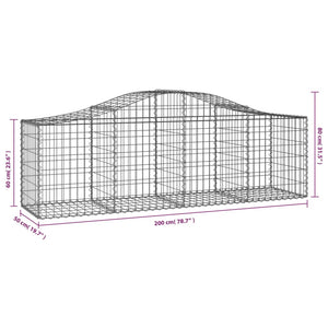 Gabionkurver buede 12 stk 200x50x60/80 cm galvanisert jern