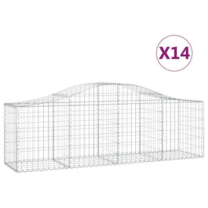 Gabionkurver buede 14 stk 200x50x60/80 cm galvanisert jern